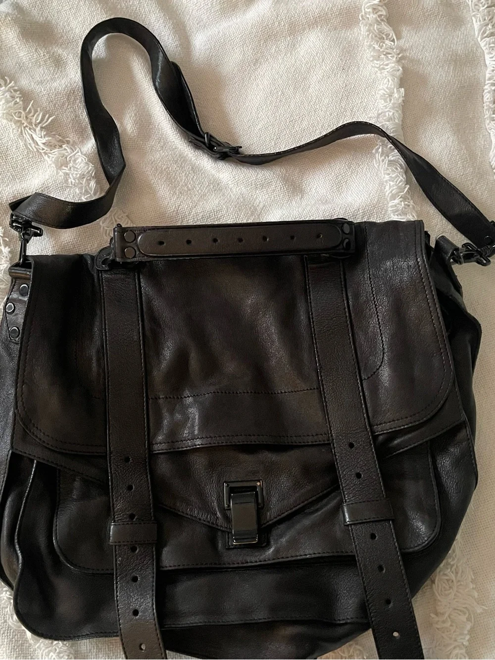 Proenza Schouler large PS1 Black Leather Satchel messenger bag
